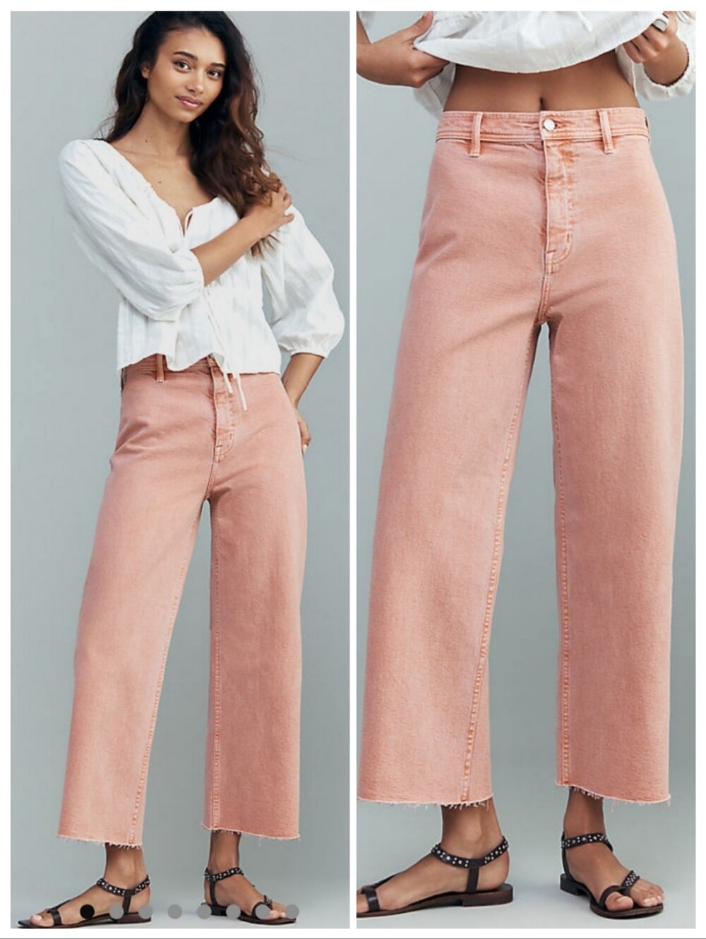 Pistola Penny High-Rise Wide-Leg Crop Jeans Sz 29 Western Boho Coquette